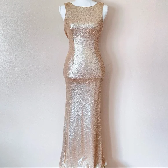 Lulus Dresses Lulus Slink And Wink Rose Gold Sequin Maxi